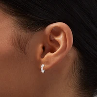 Pink Flower Mixed Silver-tone Stud Earrings - 9 Pack