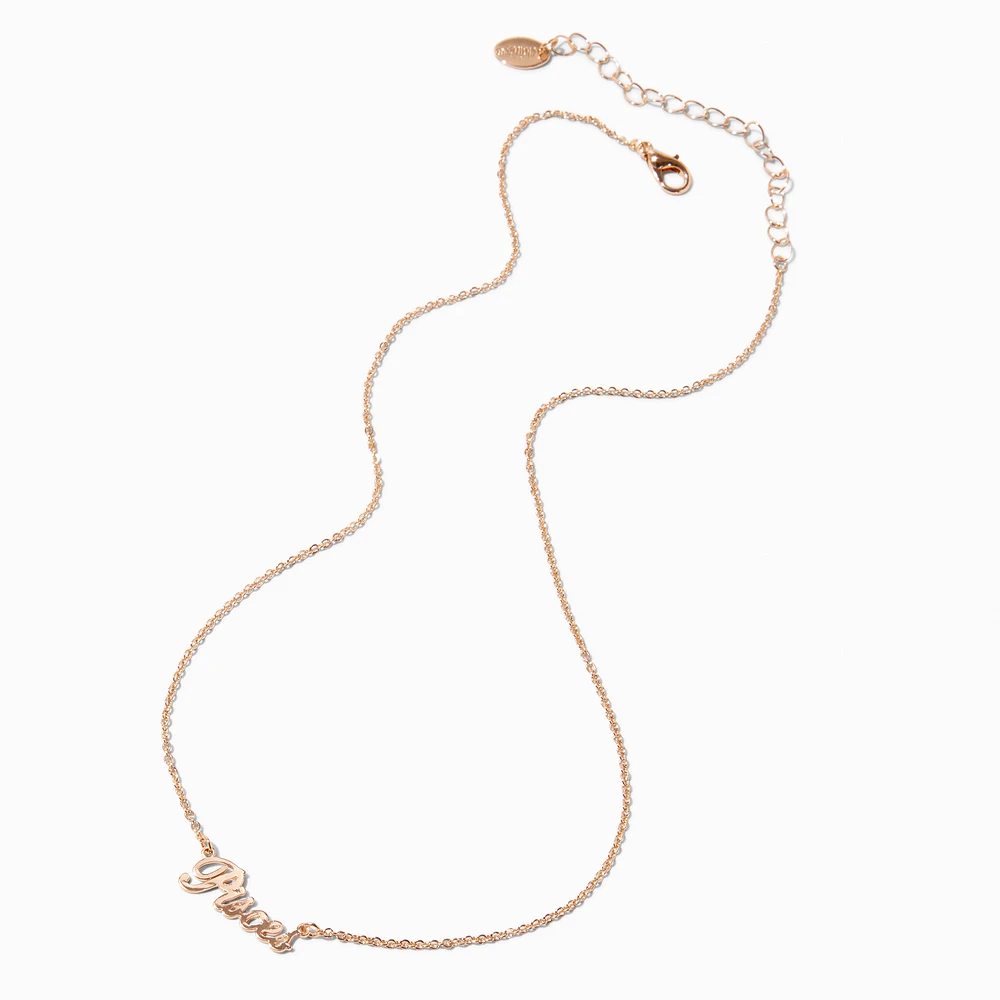 Gold-tone Script Zodiac Pendant Necklace - Pisces