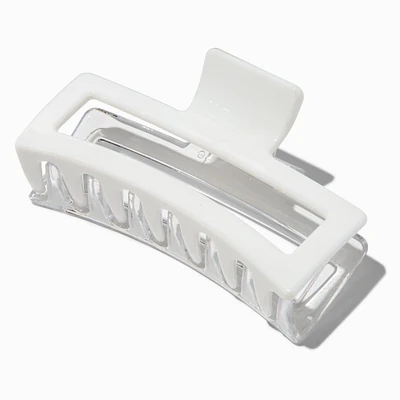Large Two-Tone White Rectangular Hair Claw