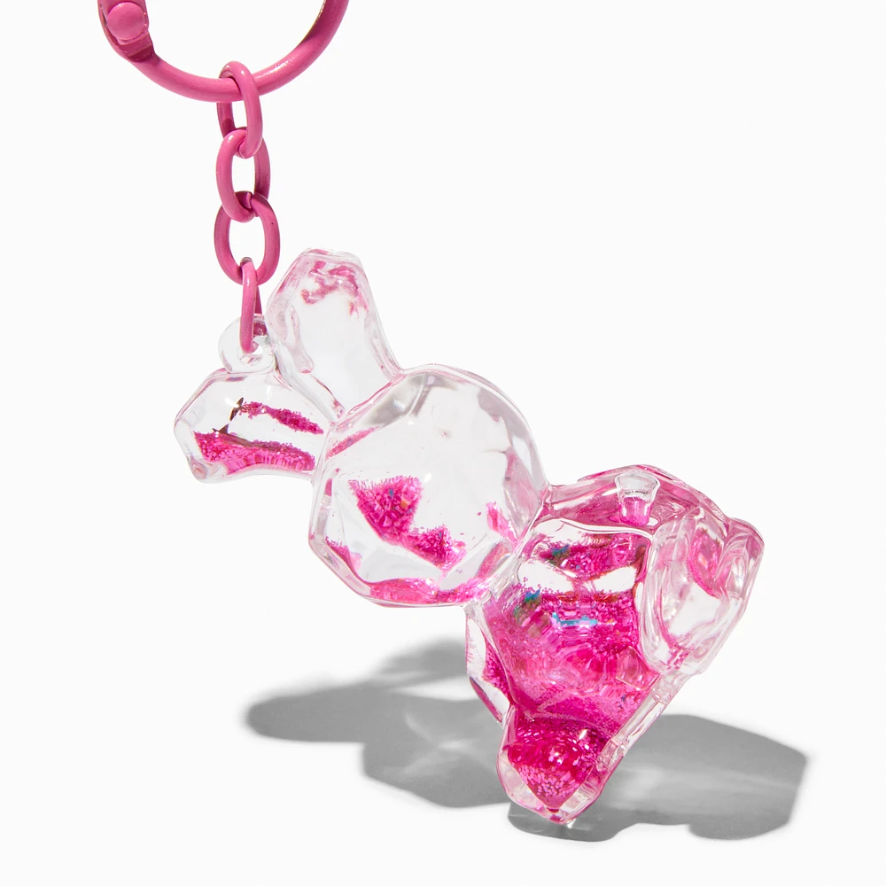 Bunny Water-Filled Glitter Keychain