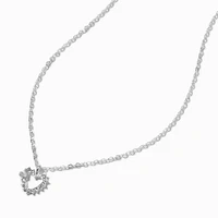 Silver-tone Crystal Heart Pendant Necklace 