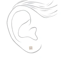Gold-tone Cubic Zirconia 4mm, 5mm, & 6mm Round Stud Earrings - 3 Pack 