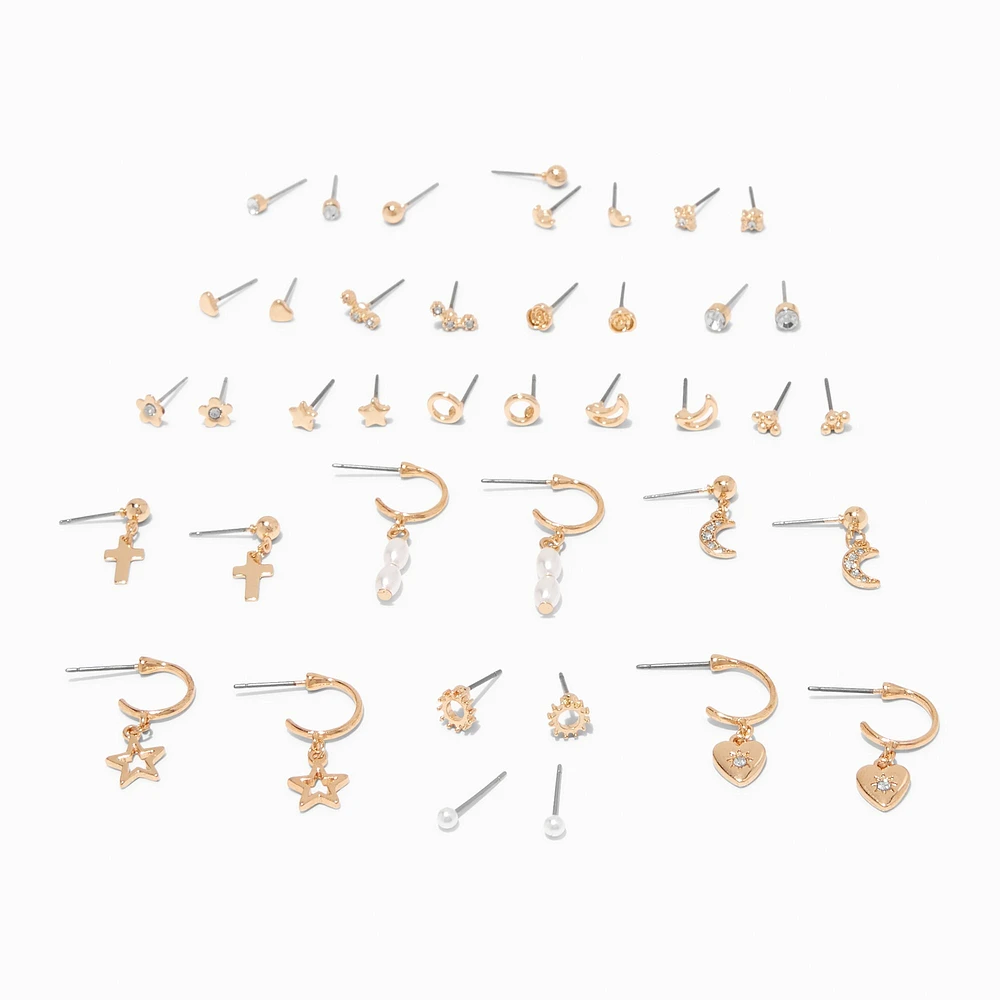 Gold-tone Celestial Earrings Set - 20 Pack