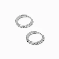 C LUXE by Claire's Silver-tone Titanium 10mm Crystal Tube Hoop Earrings