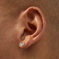 Silver-tone Cubic Zirconia Stud Earrings - 3 Pack 