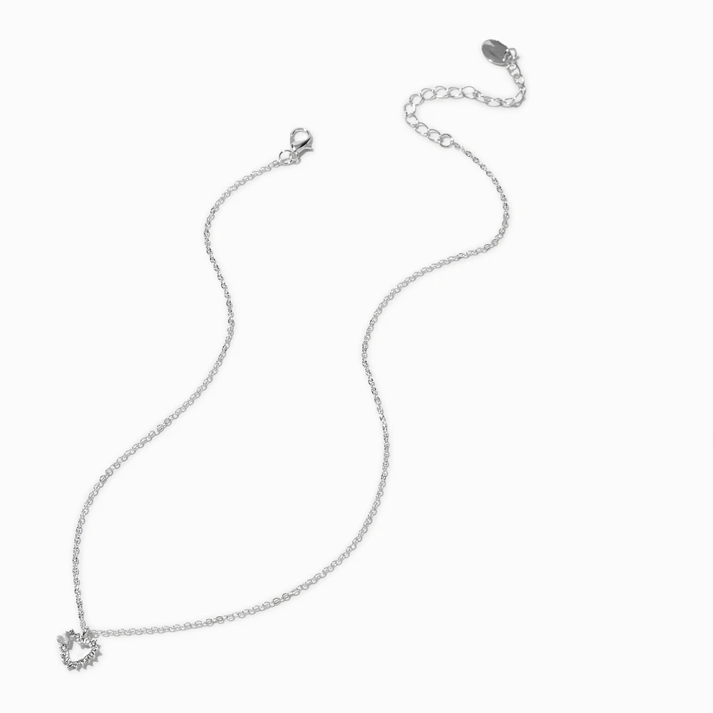Silver-tone Crystal Heart Pendant Necklace 
