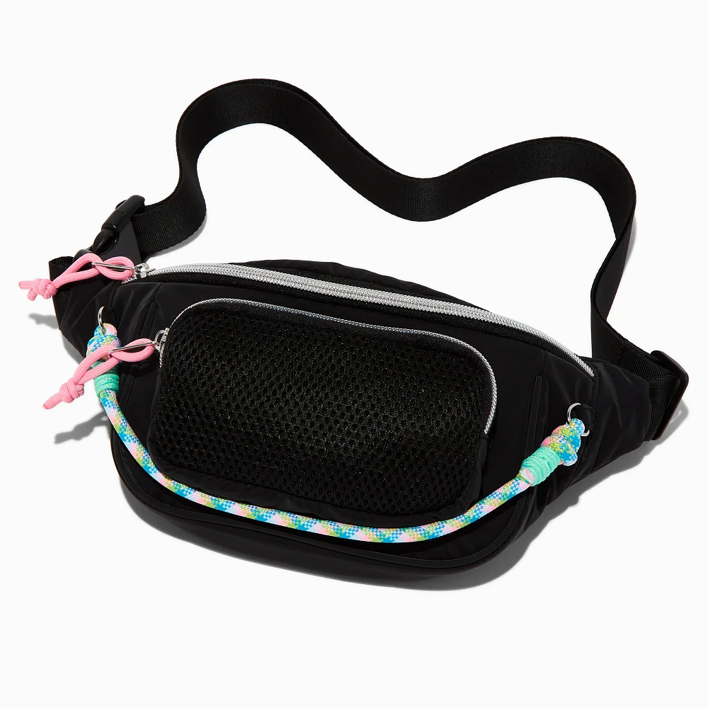 Black Nylon Cord Belt Bag