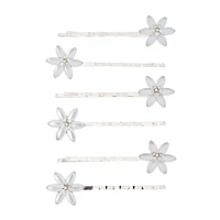 Frosted Flower Bobby Pins - 6 Pack