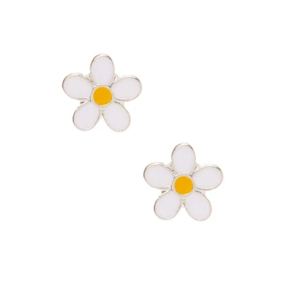 White Daisy Stud Earrings