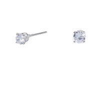 Silver-tone Cubic Zirconia Round 4mm Stud Earrings