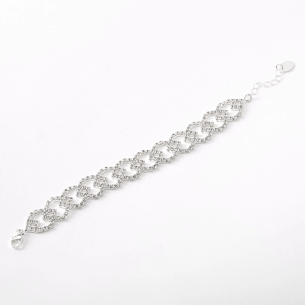 Silver-tone Crystal Lemon Chain Bracelet