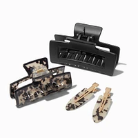 Black & Tortoiseshell Hair Clip Set - 4 Pack