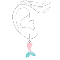 Silver 1.5" Pastel Mermaid Tail Drop Earrings