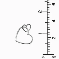 Silver-tone Double Heart Outline 2" Drop Earrings