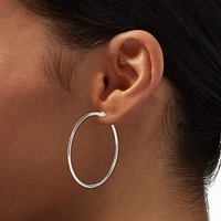 Silver-tone 40mm Thin Hoop Earrings