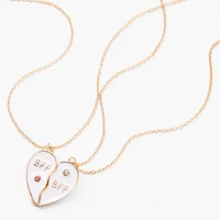 Best Friends White Split Heart Pendant Necklaces - 2 Pack