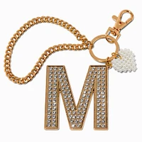 Gold-tone Bedazzled Initial Keychain