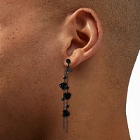 Black Rose Vines 2" Clip-On Drop Earrings