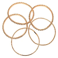 Rose Gold-tone Rhinestone Stretch Bracelets - 5 Pack