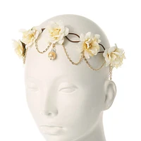 Gold-tone Chain Ivory Flower Vine Headwrap