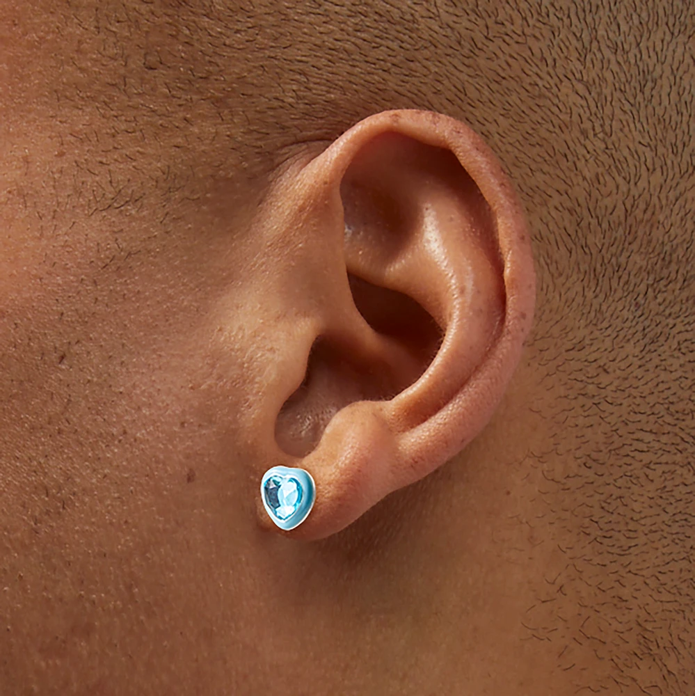 Pastel Gem Heart Stud Earrings - 3 Pack