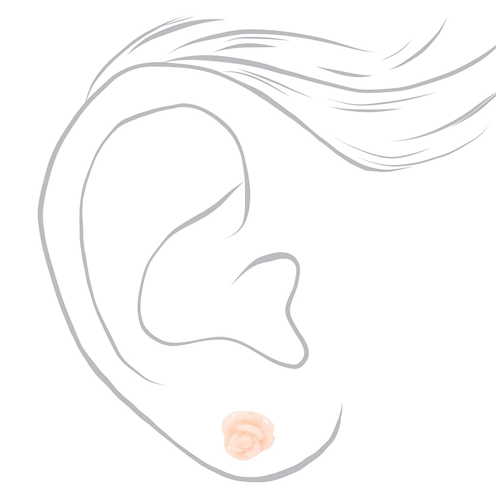 Pink Butterfly Heart Rose Stud Earrings - 9 Pack