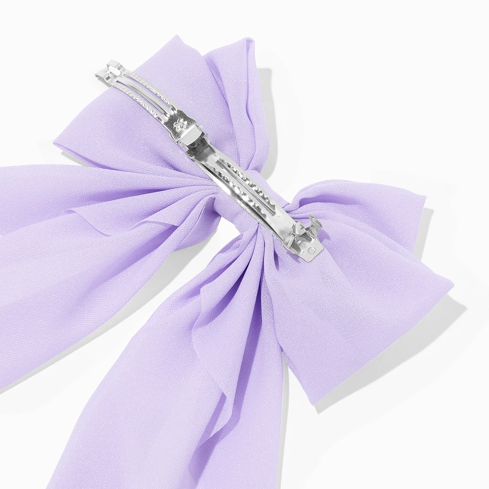 Lilac Long Tail Hair Bow Clip