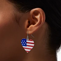 American Flag Heart Drop Earrings