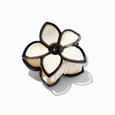 Cream & Black Lined Flower Hair Claw