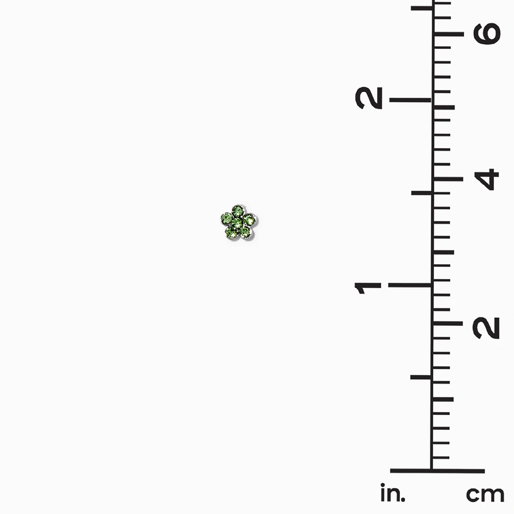 Multicolored Crystal Flower 4mm Stud Earrings - 9 Pack 