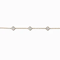 Gold-tone Cubic Zirconia Clover Choker Necklace