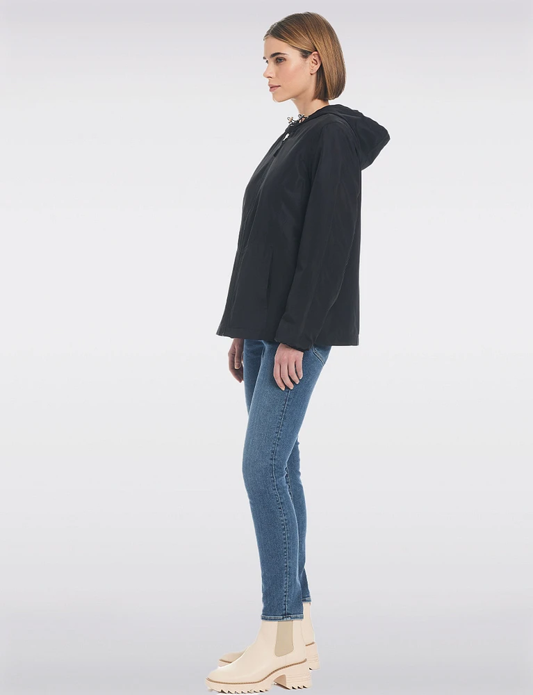 Lightweight Active Sporty Windbreaker Jacket With Gingham-Lined Hood by Details