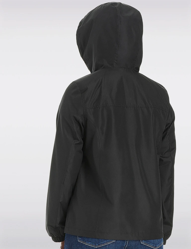 Lightweight Active Sporty Windbreaker Jacket With Gingham-Lined Hood by Details