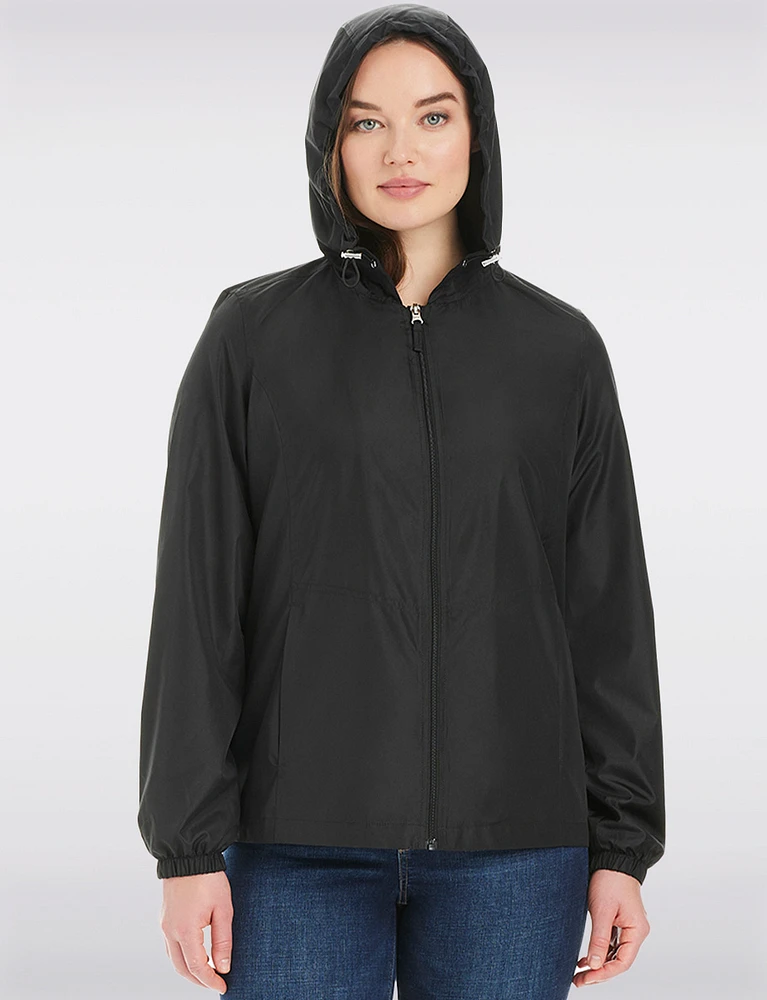 Lightweight Active Sporty Windbreaker Jacket With Gingham-Lined Hood by Details