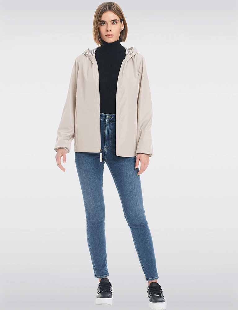 Lightweight Active Sporty Windbreaker Jacket With Stripe-Lined Hood by Details