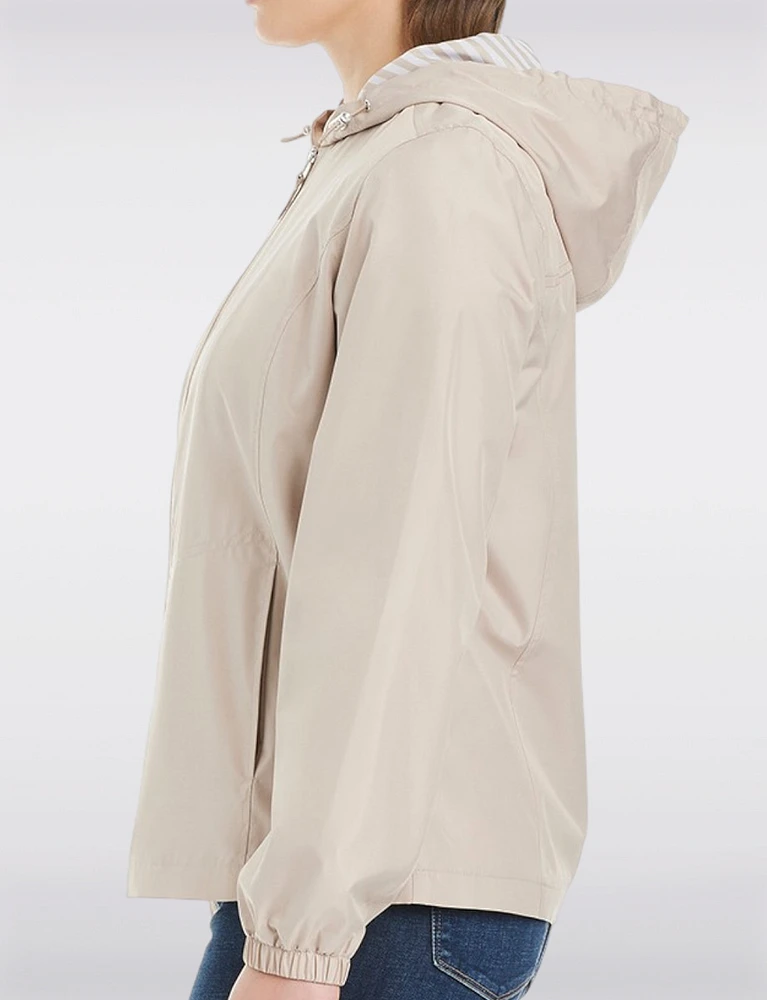 Lightweight Active Sporty Windbreaker Jacket With Stripe-Lined Hood by Details