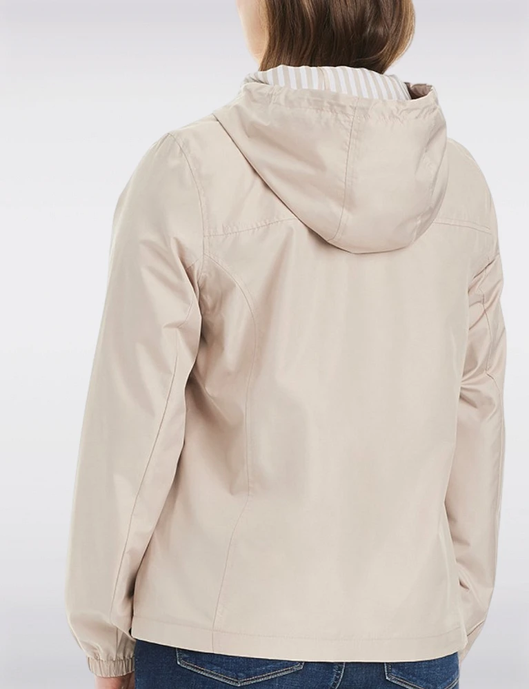 Lightweight Active Sporty Windbreaker Jacket With Stripe-Lined Hood by Details