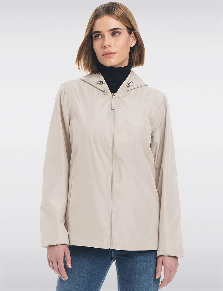 Lightweight Active Sporty Windbreaker Jacket With Stripe-Lined Hood by Details