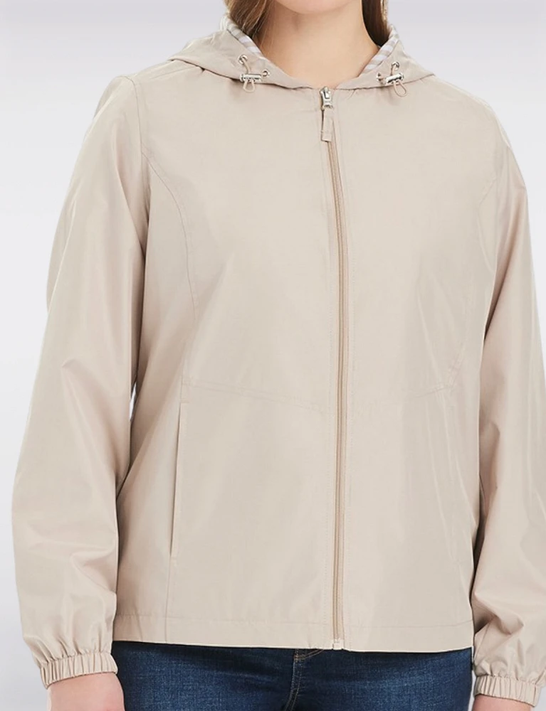 Lightweight Active Sporty Windbreaker Jacket With Stripe-Lined Hood by Details