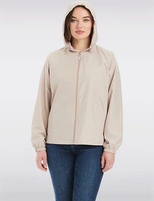 Lightweight Active Sporty  Windbreaker Jacket With Stripe-Lined Hood by Details