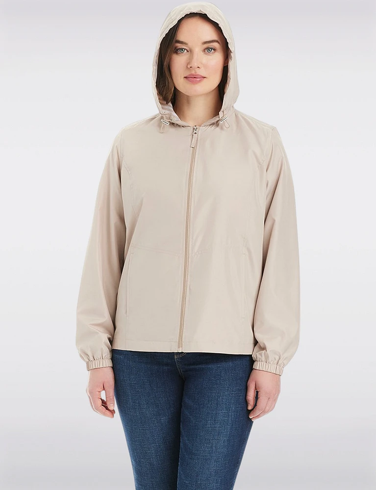 Lightweight Active Sporty Windbreaker Jacket With Stripe-Lined Hood by Details