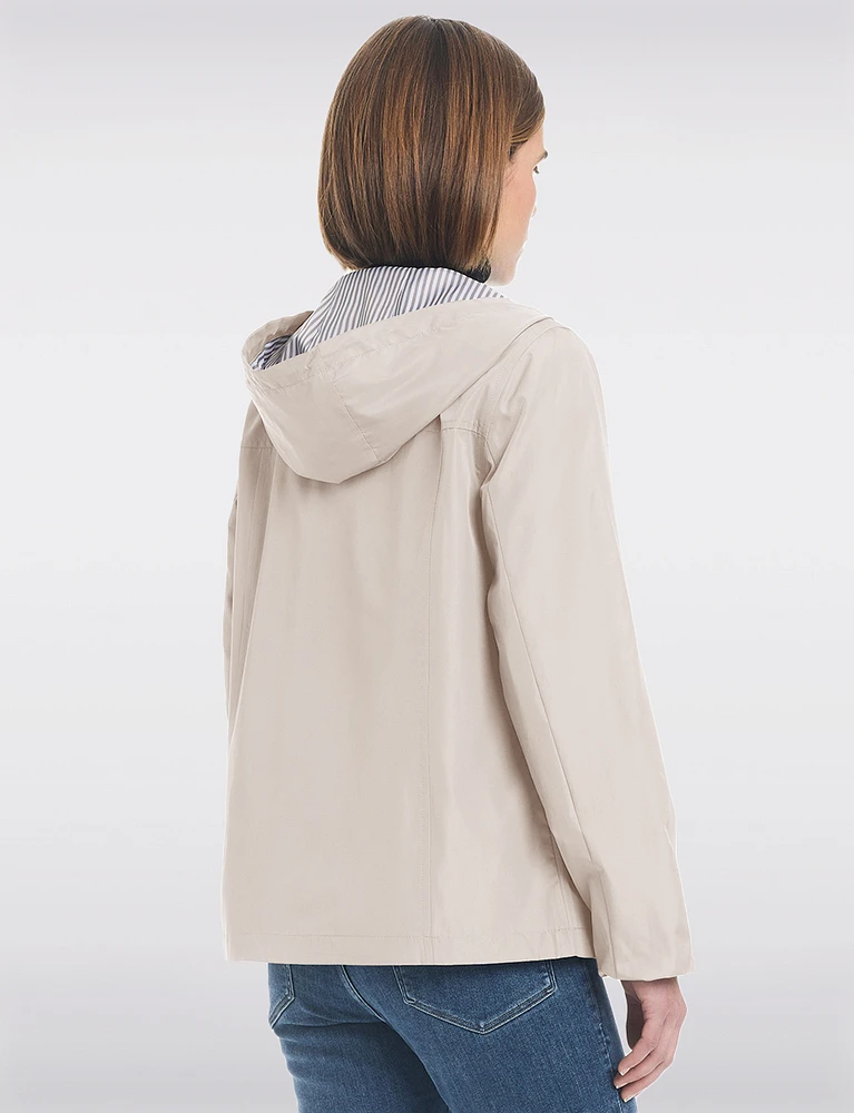 Lightweight Active Sporty Windbreaker Jacket With Stripe-Lined Hood by Details