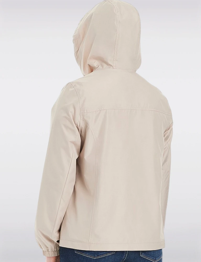 Lightweight Active Sporty Windbreaker Jacket With Stripe-Lined Hood by Details