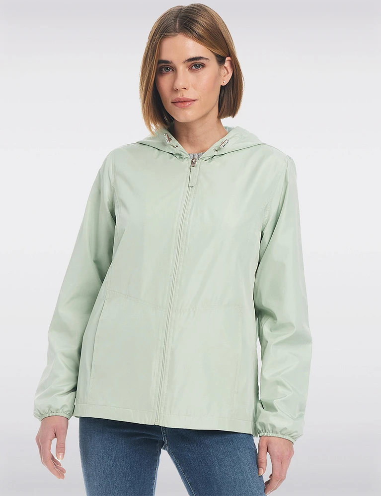 Lightweight Active Sporty Windbreaker Jacket With Floral-Lined Hood by Details