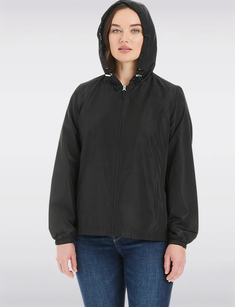 Lightweight Active Sporty Windbreaker Jacket With Floral-Lined Hood by Details