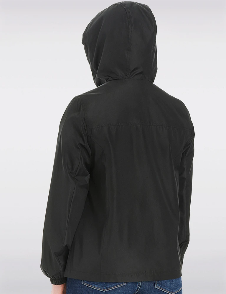 Lightweight Active Sporty Windbreaker Jacket With Floral-Lined Hood by Details