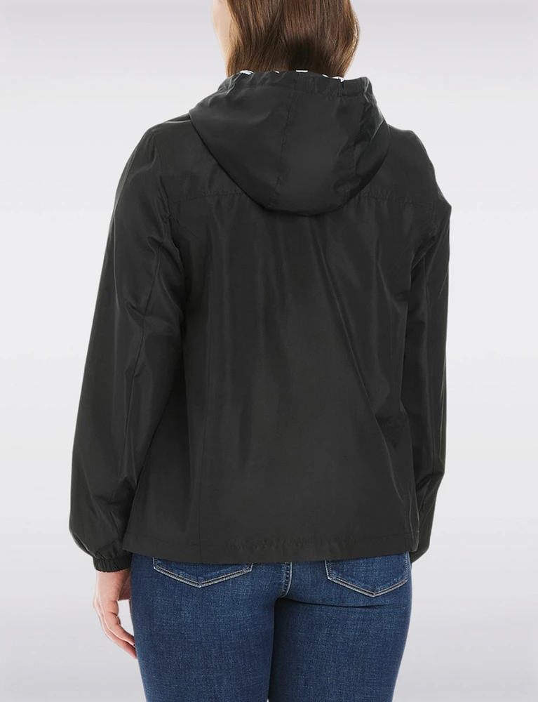 Lightweight Active Sporty Windbreaker Jacket With Floral-Lined Hood by Details