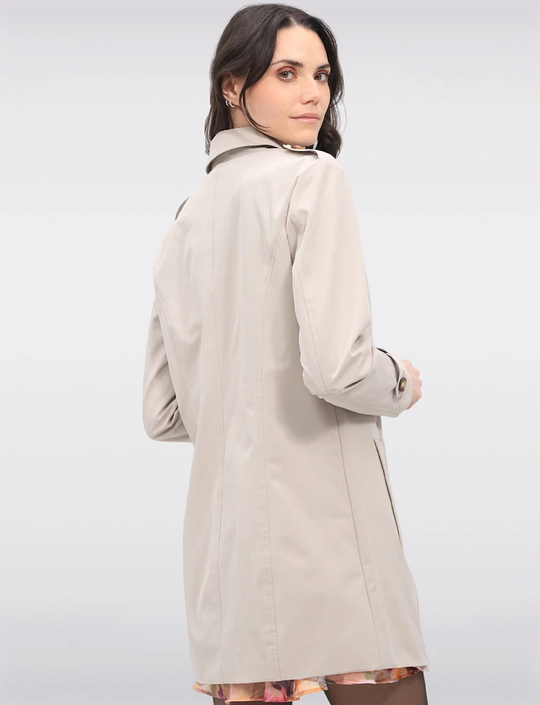 Vegan Breathe-Tech® Classic Double-Breasted Belted Trench Coat by Saki