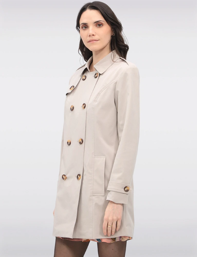 Vegan Breathe-Tech® Classic Double-Breasted Belted Trench Coat by Saki
