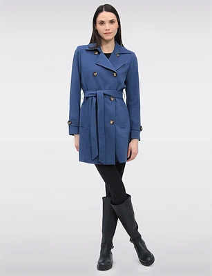 Vegan Classic Double-Breasted Slim Fit Belted Trench Coat by Saki
